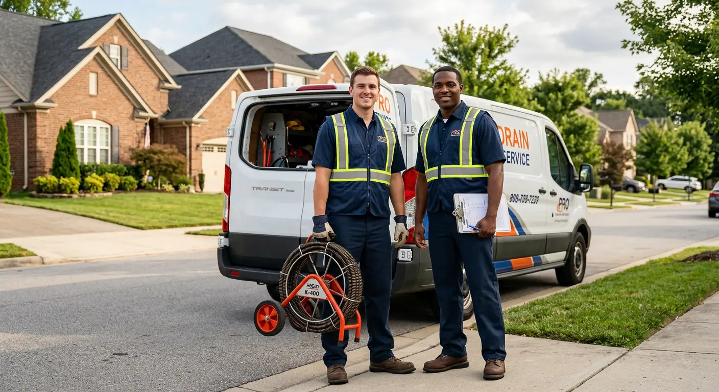 Sewer and drain service team with equipment ready for work in Keokuk